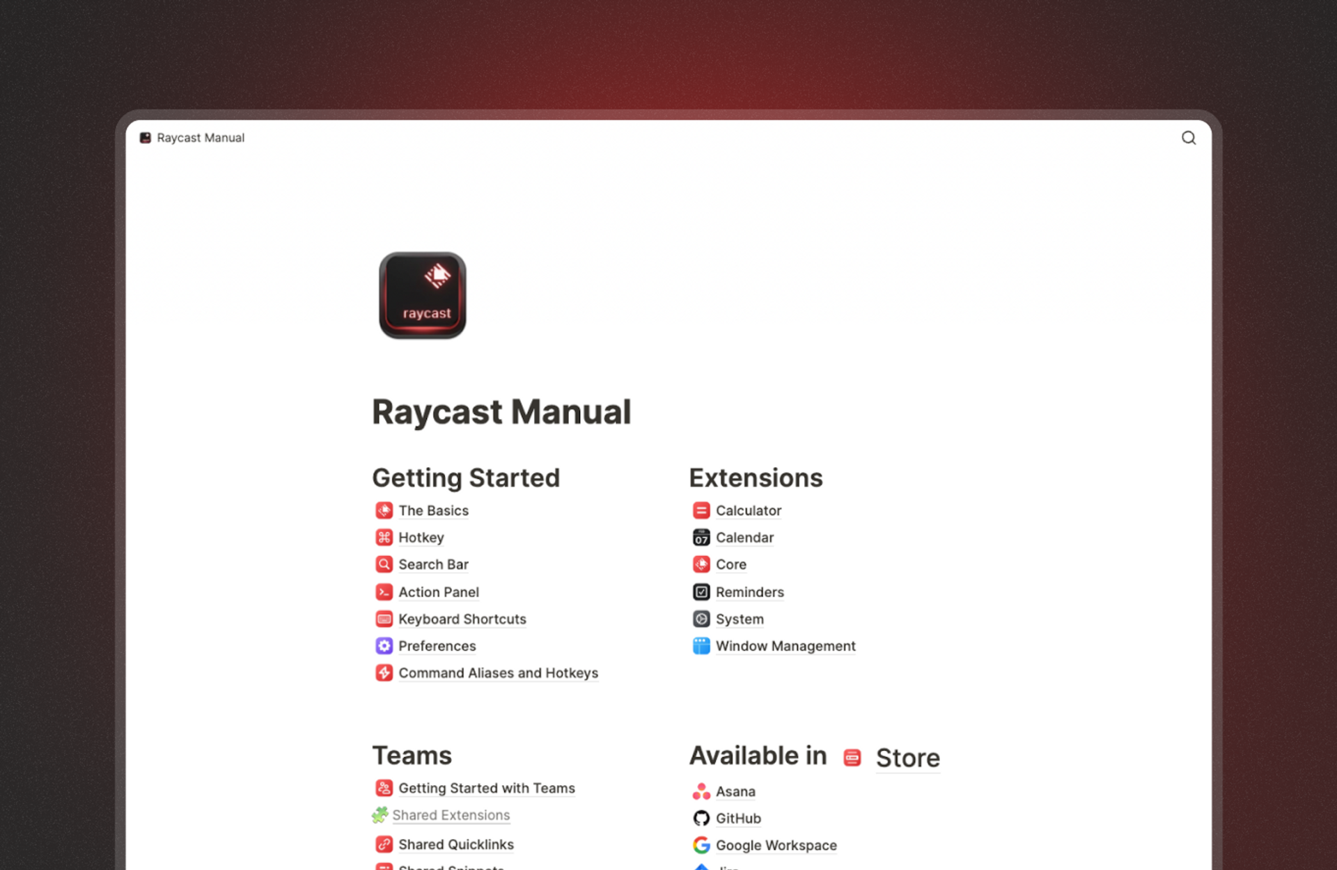 Raycast Manual